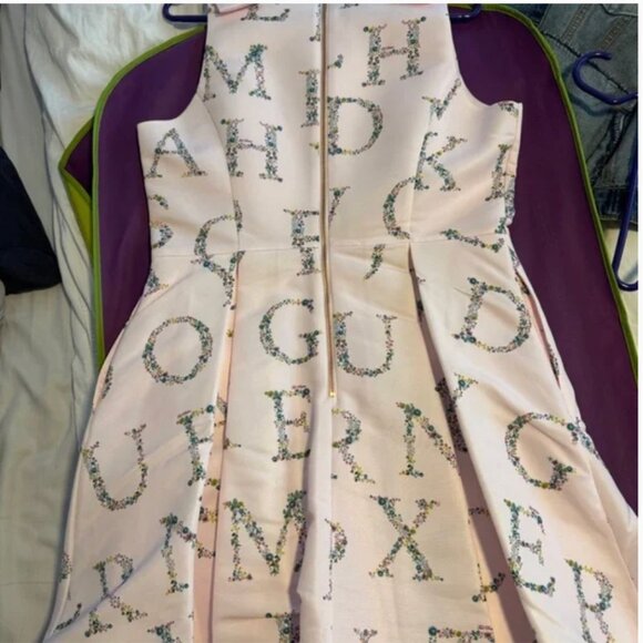 ted baker zowey unity floral bow skater dress pink size 4 nwot - Picture 4 of 7